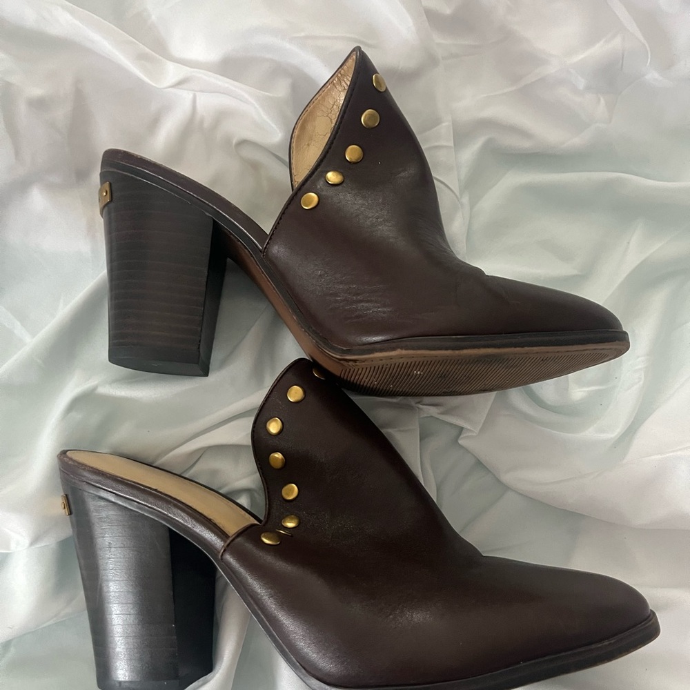 Michael Kors Brown Leather Heeled Mules